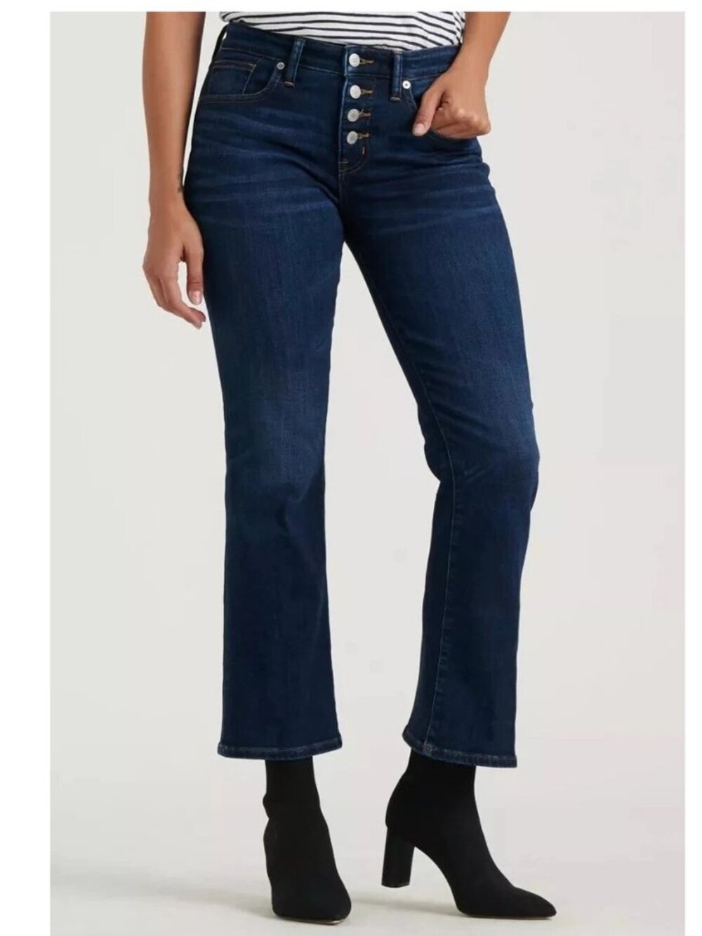 Lucky Brand Women's Ava Cropped Mini Bootcut Jeans, Size 14 - 32x26